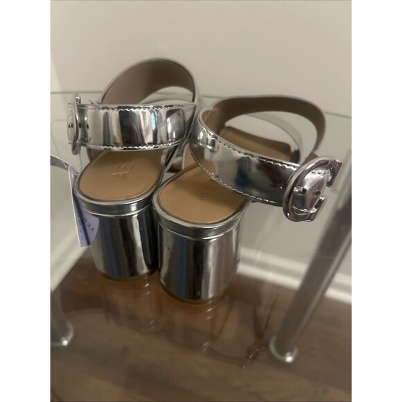 Aerosoles Women's Sz 6 Platform Sandal in Silver Metallic Faux Leather - Picture 4 of 6